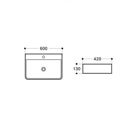 Раковина из сантехнического фарфора Vincea VBS-303 60х40 накладная цвет белый 1 отверстие под смеситель