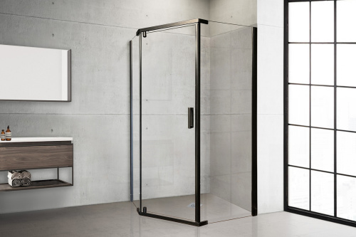 Душевой уголок Royal Bath TR RB1280TR-T-BL 80х120 стекло прозрачное профиль черный без поддона