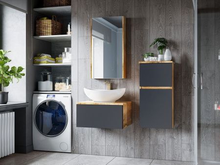 Тумба под раковину Misty Ива П-Ива-01080-481Я 80х50 подвесная цвет серый/коричневый