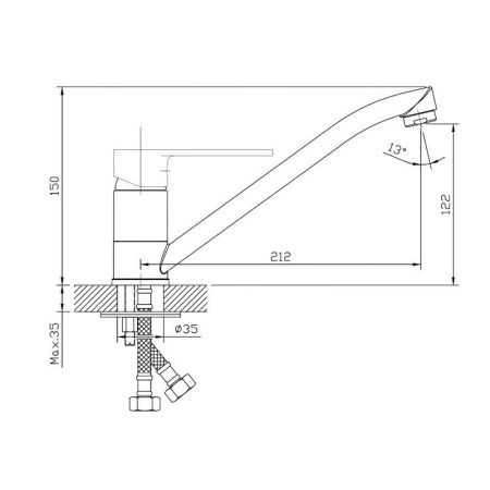 Смеситель для кухни Esko BD 05 на мойку хром