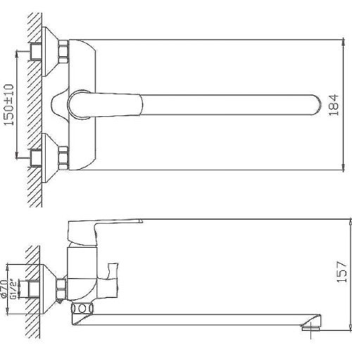 Cмеситель для ванны и душа Haiba HB22804 настенный белый/хром - фото 3