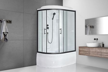 Душевая кабина Royal Bath BK RB8120BK1-M-R-BL Practic 120х80 асимметричная с крышей ориентация правая