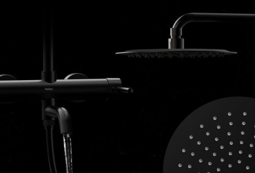 Душевая стойка Raiber RPB-006 настенная цвет черный - фото 4