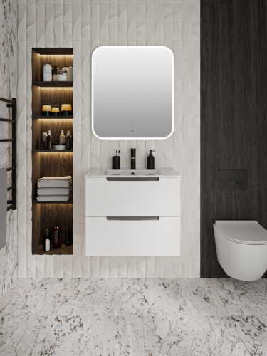 Тумба под раковину Runo Lina 00-00004603 60х50 подвесная цвет белый - фото 4