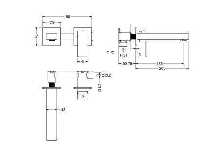 Смеситель Aquatek ЛИБРА AQ1613CR встраиваемый в стену хром без термостата