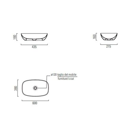 Раковина из сантехнического фаянса GSI Nubes 978311_УЦ/4 60х40 накладная цвет белый
