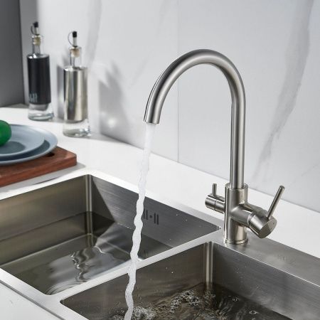 Смеситель для кухни Shevanik S128L на мойку сатин