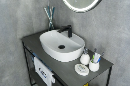 Раковина керамическая Gid Lago 51166 50х40 накладная цвет белый 1 отверстие под смеситель