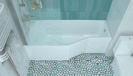 Ванна акриловая 1MarKa Convey 01кон1575л 150х75 пристенная асимметричная без ножек