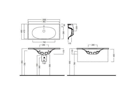 Раковина из сантехнического фаянса Hatria LE FIABE Y1BQ01 100х50 подвесная цвет белый