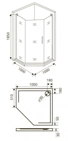Душевой уголок Good Door FANTASY ФА00030 100х100 стекло прозрачное профиль хром без поддона