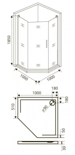 Душевой уголок Good Door FANTASY ФА00030 100х100 стекло прозрачное профиль хром без поддона - фото 2
