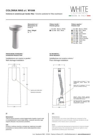 Раковина керамическая White Ceramic Was W100801 напольная цвет белый