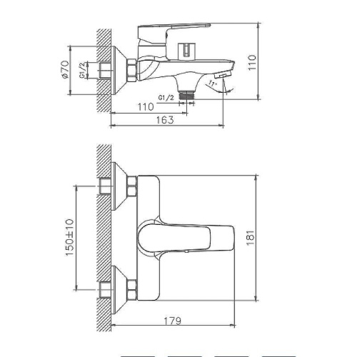 Cмеситель для ванны и душа Haiba HB60563 настенный хром - фото 4 Cмеситель для ванны и душа Haiba HB60563 настенный хром - фото 4