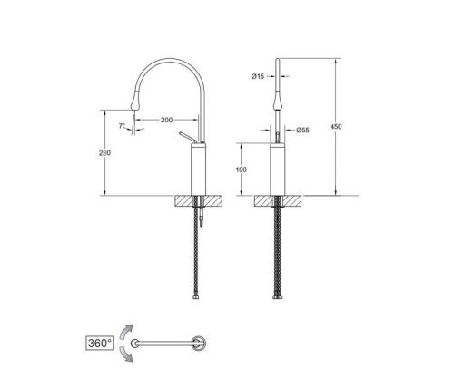 Смеситель для раковины Bronze de Luxe SCANDI 9015B на столешницу черный - фото 3