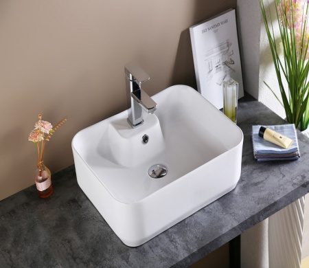 Раковина из санфаянса CeramaLux 9445 52х40 накладная цвет белый 1 отверстие под смеситель