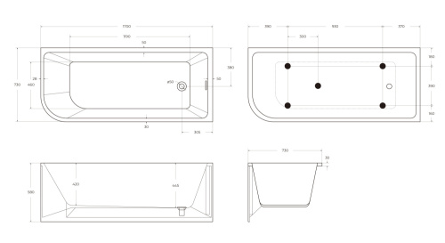 Ванна акриловая BelBagno BB712-1700-730-R 170х73 угловая полукруглая - фото 4