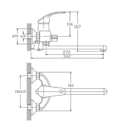 Смеситель для ванны и душа Haiba HB21-5 HB2221-5 настенный сатин