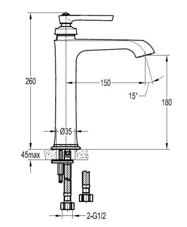 Смеситель для раковины Cezares LIBERTY LIBERTY-F-LC-01-W0 на столешницу хром