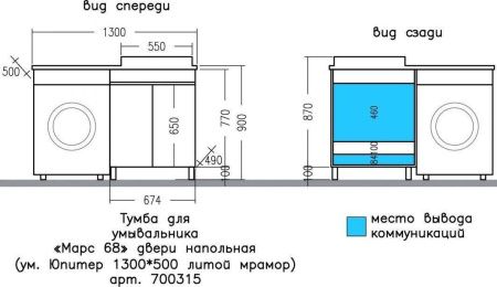 Тумба под раковину СанТа Марс 700315 70х50 напольная цвет белый