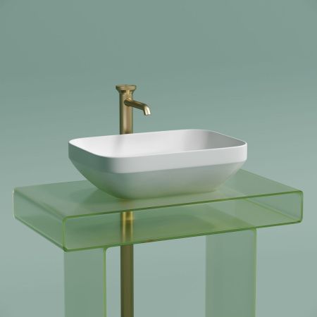 Раковина из сантехнического фарфора Ceramica Nova ELEMENT CN6055MW 50х40 накладная цвет белый без отверстий под смеситель