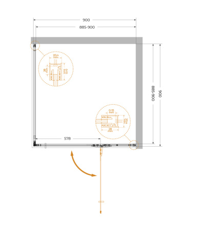 Душевой уголок Cezares LINER LINER-A-1-90-C-NERO-R 90х90 стекло прозрачное профиль черный без поддона