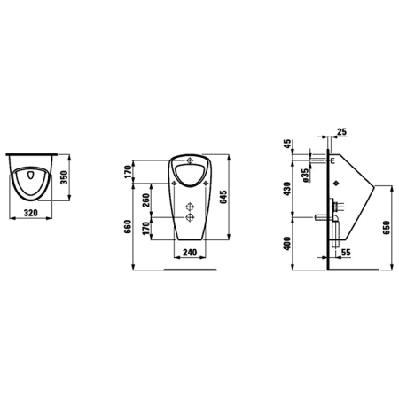 Писсуар Laufen Caprino Plus 8.4206.1.000.000.1 (см.нов.арт 8.4106.1.000.000.1) подвесной белый