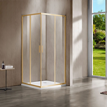Душевой уголок Vincea Garda VSS-1G900CLG 90х90 стекло прозрачное профиль золото брашированное без поддона