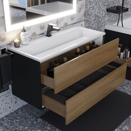 Тумба с раковиной Uperwood Barsa 293020544 100х50 цвет коричневый/черный