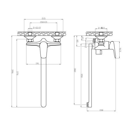Смеситель для ванны Tokito HAPPO TOK-HAP-1015 настенный хром
