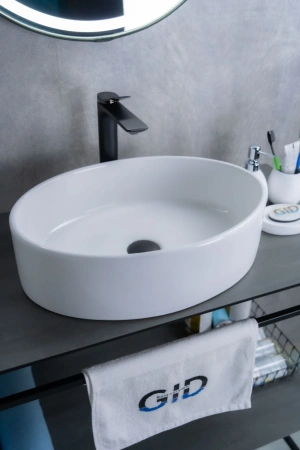 Раковина керамическая Gid Lago 51106 50х40 накладная цвет белый без отверстий под смеситель