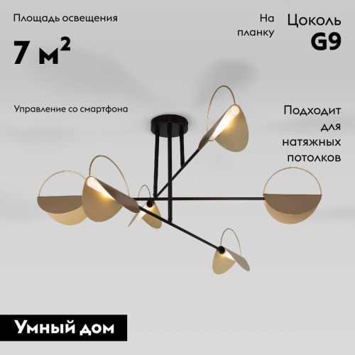 Люстра потолочная Eurosvet Grazia (Гразиа) 70148/6 черный/золото Smart - фото 2