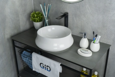 Раковина керамическая Gid Esfera 51145 40х40 накладная цвет белый без отверстий под смеситель