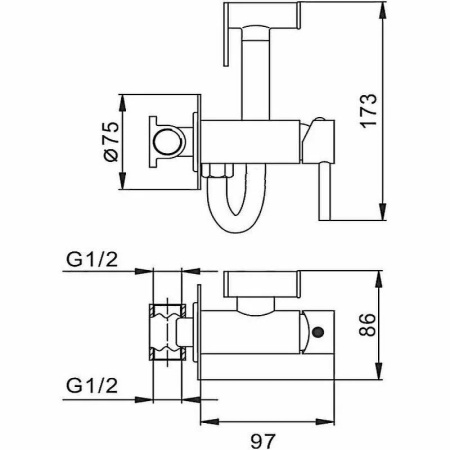 Гигиенический душ со смесителем Ceramalux KBS/001 черный матовый