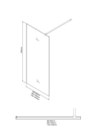 Душевая перегородка Niagara Nova NG-781-90BLACK 90х200 стекло матовое профиль черный матовый