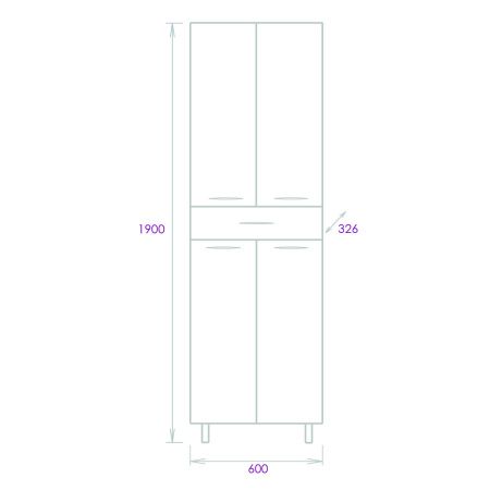 Шкаф-пенал Onika Модерн 406002 60х190 напольный цвет белый