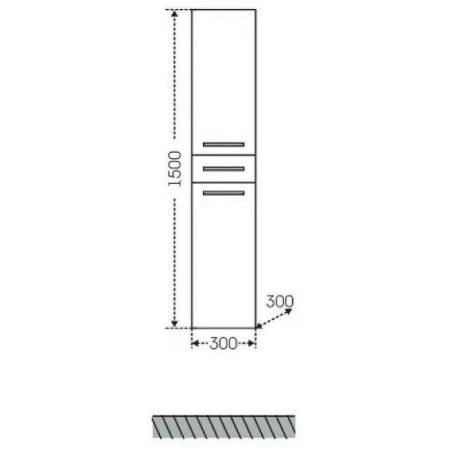 Шкаф-пенал СанТа Омега 507002 30х150 подвесной цвет белый