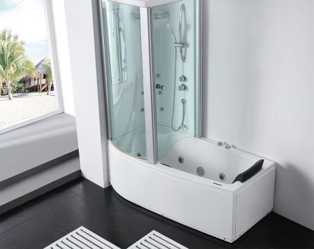 Ванна акриловая гидромассажная Gemy G8040 B L 170х85 пристенная асимметричная с каркасом