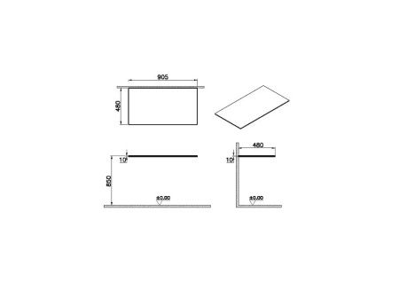 Столешница Vitra Origin 65761 90х50 накладная цвет черный