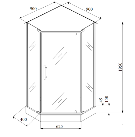 Душевой уголок Parly ZPE911 90х90 стекло тонированное профиль хром глянцевый с поддоном