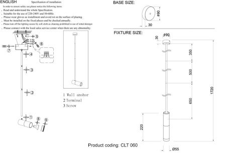 Светильник подвесной Crystal Lux CLT 060 CLT 060C1 BL