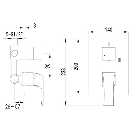 Смеситель для ванны и душа LeMark Unit LM4528C встраиваемый в стену хром