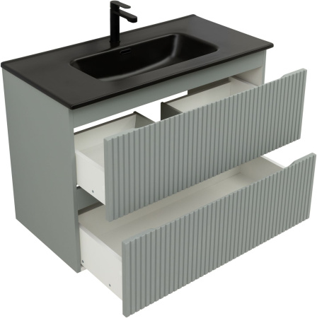 Тумба под раковину Aquanet Джейн (Flat) 00335435 90х46х64 подвесная цвет зеленый/серый