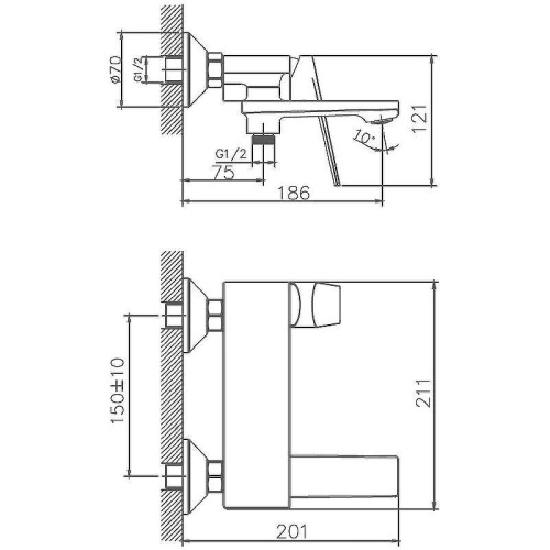 Cмеситель для ванны и душа Haiba HB60533-3 настенный пепельный - фото 4 Cмеситель для ванны и душа Haiba HB60533-3 настенный пепельный - фото 4