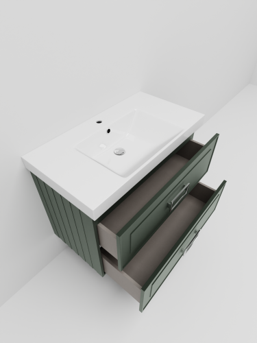 Тумба с раковиной La Fenice Cubo TWIN NFNC-01-CUB-G-80-2-3-80 90х62х49 подвесная цвет серо-зеленый - фото 5