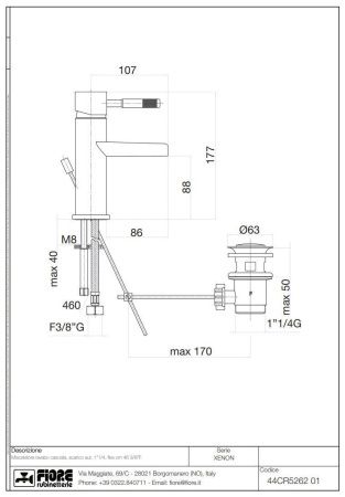 Смеситель Fiore Xenon 44CR5262 на раковину хром