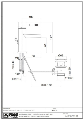 Смеситель Fiore Xenon 44CR5262 на раковину хром - фото 2