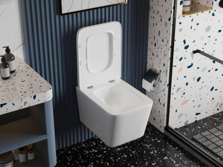 Унитаз подвесной Abber Rechteck AC1201T белый с сиденьем микролифт безободковый смыв торнадо