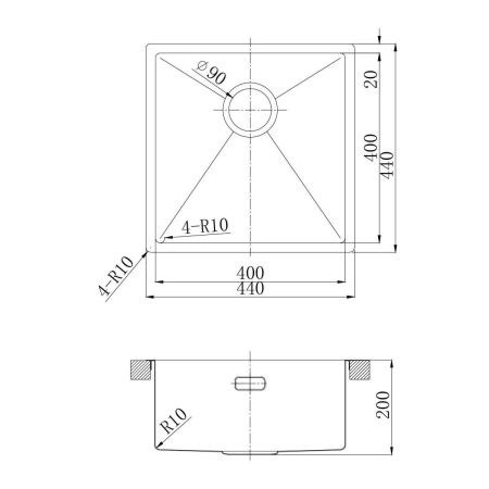 Кухонная мойка LeMark Olanga 440 9938122 44х44 цвет светлое золото