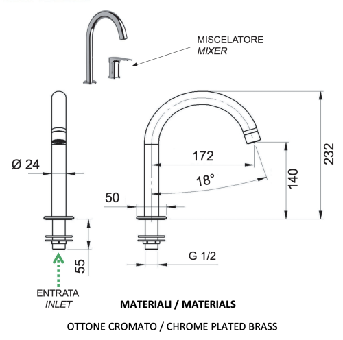Смеситель Remer Class Line L57 на раковину хром - фото 2